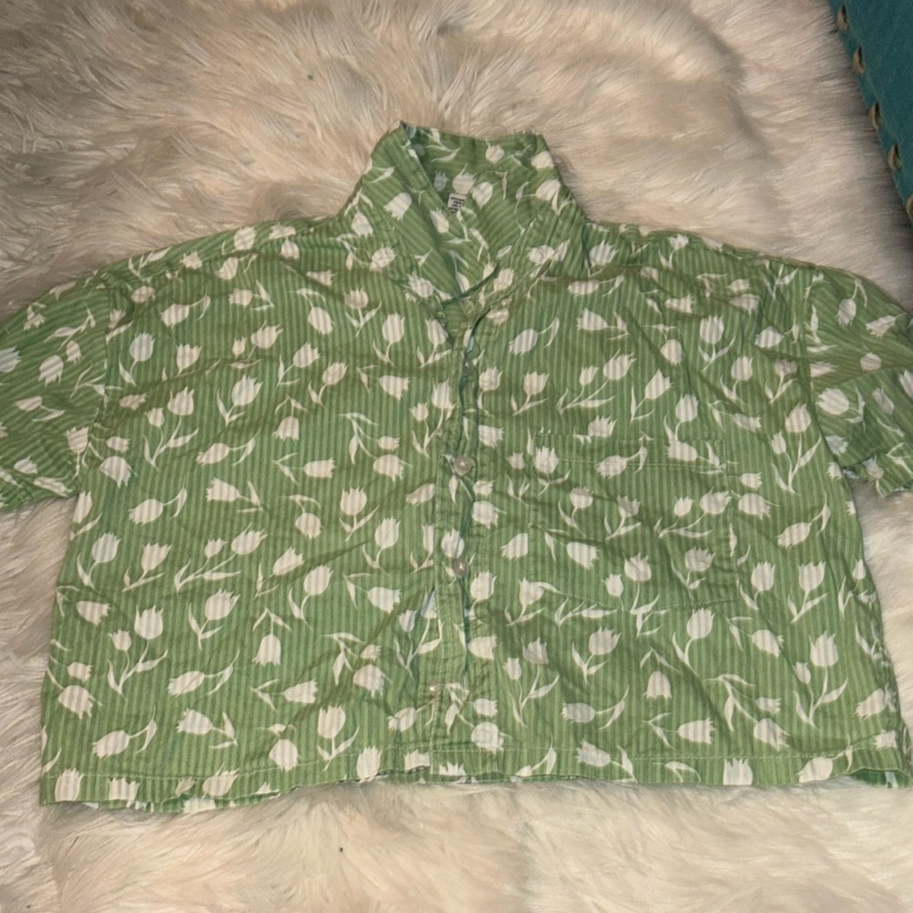 american eagle button down crop top